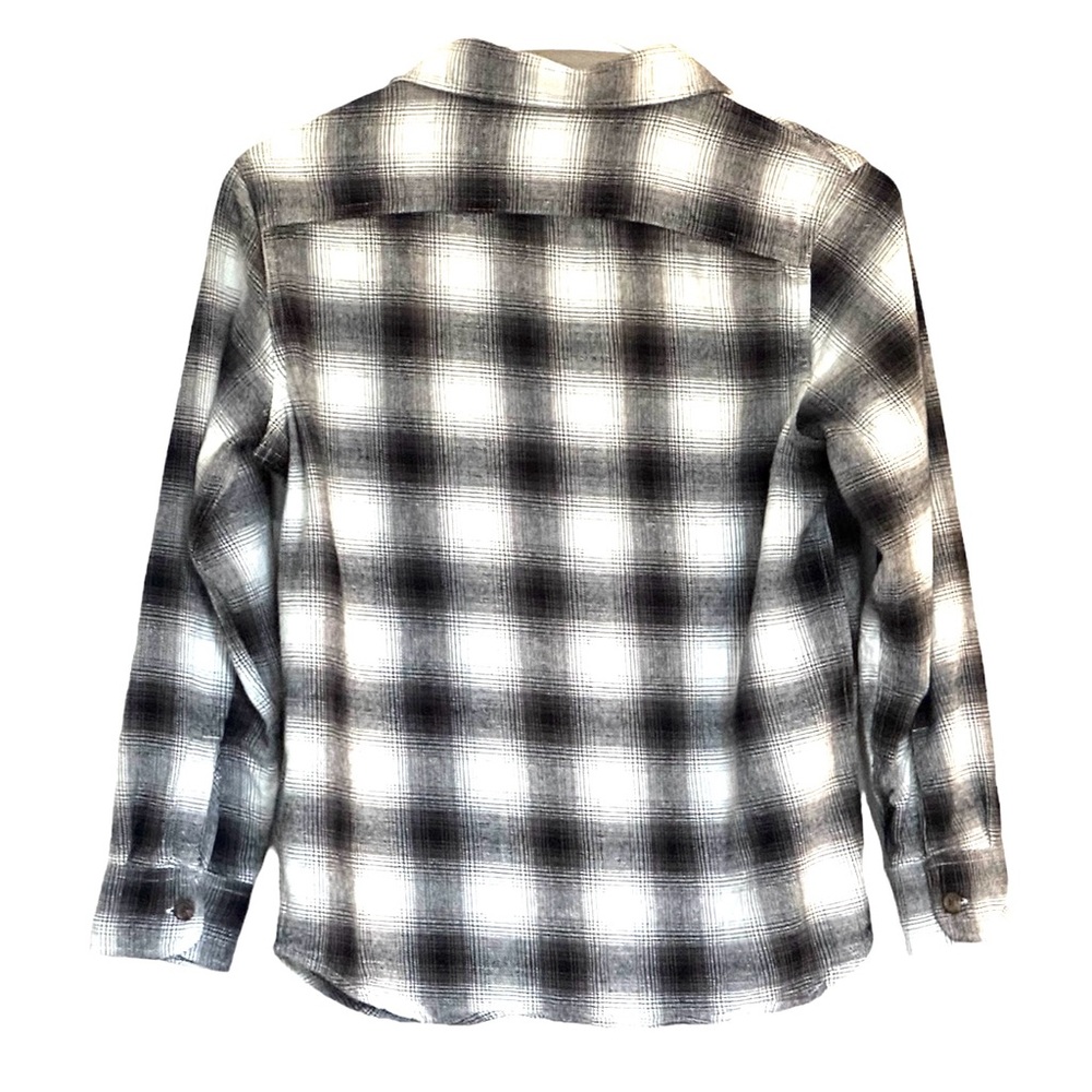 Boy’s Gap Long Sleeve Plaid Button Down Shirt Size 10 Large Ivory Gray Black - Picture 6 of 6